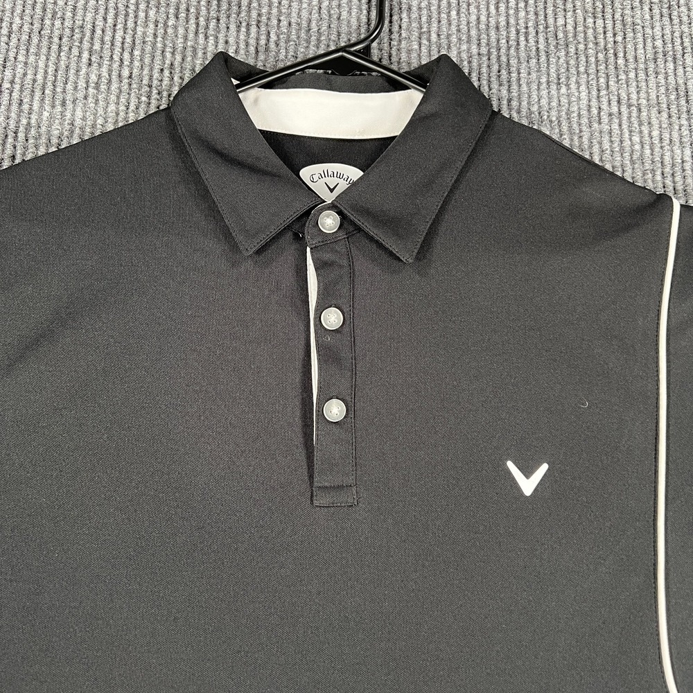 Callaway Polo Shirt Mens Large Black Solid Short Sleeve Casual Golf Outdoor